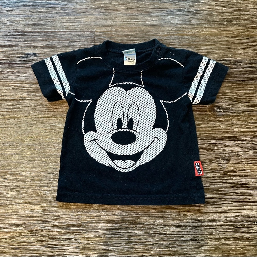 4/20$ Disney Baby Textured Black and White Mickey Mouse Kids T-Shirt size 3-6M
